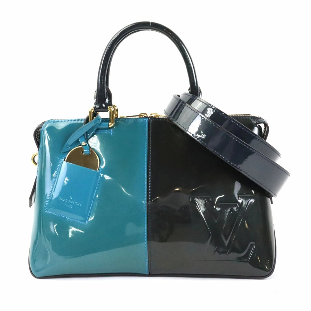 Louis Vuitton 2way Shoulder Bag Tote Miroir Patent Vernis Leather Blue Marine